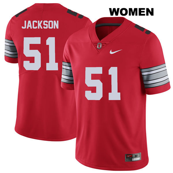 Ohio State Buckeyes Women's Antwuan Jackson #51 Red Authentic Nike 2018 Spring Game College NCAA Stitched Football Jersey OX19B14LH